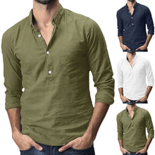 Load image into Gallery viewer, Summer Men&#39;s Baggy Cotton Linen Solid Multi-Pocket Short Sleeve
